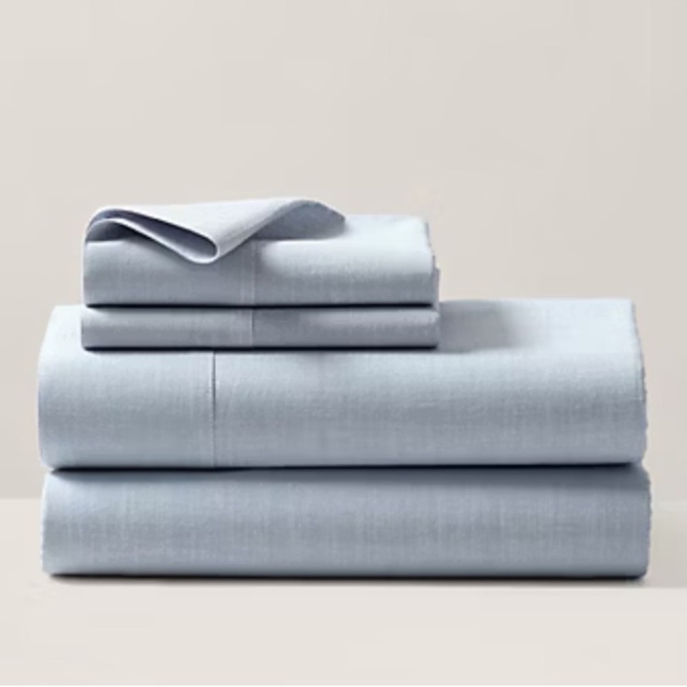 Ralph Lauren- Blue Workshirt Chambray King Flat Sheet Bedding NWT